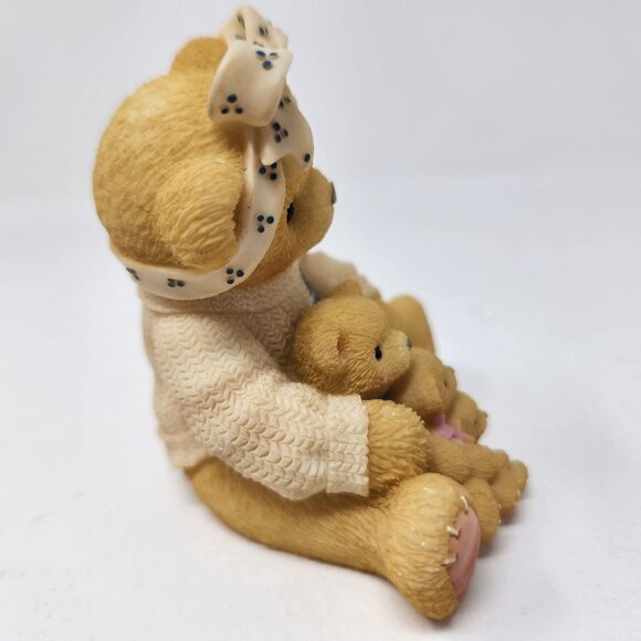 1998 Cherished Teddies 302988 Bear with Bow Holding Three Bears Figurine "If a M - Picture 8 of 12